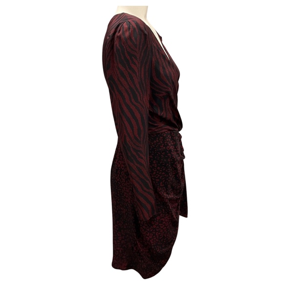 ALTUZARRA BLACK / RED PRINTED LONG SLEEVED SILK CREPE DRESS - Picture 2 of 5